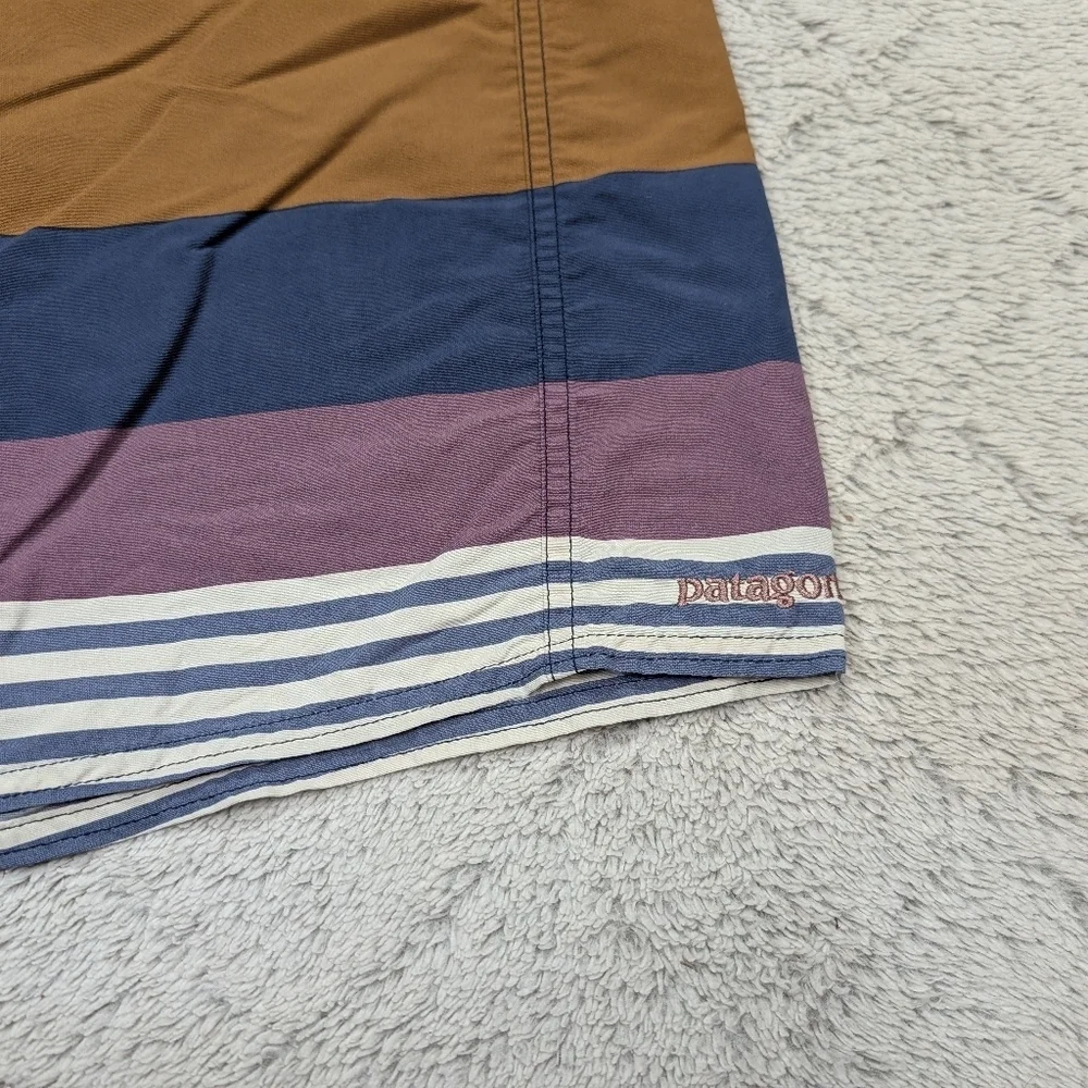 Patagonia Shorts Mens 34 Brown Blue Wavefarer Board Outdoor Swim Travel 10”